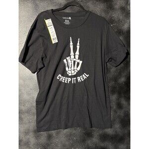 Celebrate It "Creep It Real" Adult Crew Neck T-Shirt, Black Size Large